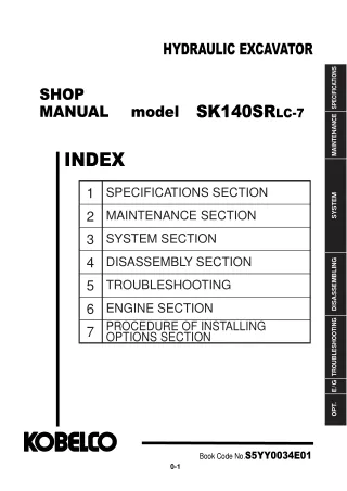 Kobelco SK140SRLC-7 (NA) HYDRAULIC EXCAVATOR Service Repair Manual Instant Download (Book Code No.S5YY0034E01)