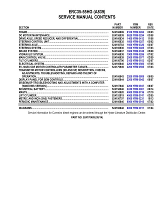 YALE A839 ERC45HG LIFT TRUCK Service Repair Manual