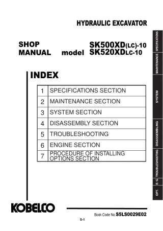 Kobelco SK520XDLC-10, SK500XD(LC)-10 HYDRAULIC EXCAVATOR Service Repair Manual Instant Download