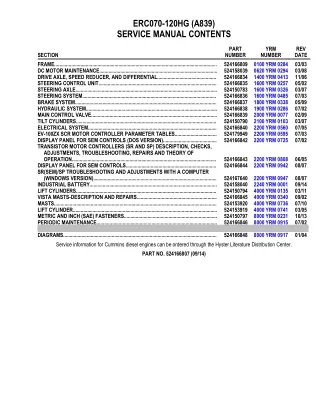 YALE A839 ERC070HG LIFT TRUCK Service Repair Manual