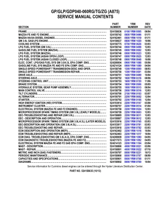 YALE A875 GLP040-060RG-TG-ZG LIFT TRUCK Service Repair Manual