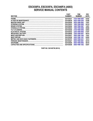 YALE A883 ESC030FA FORKLIFT Service Repair Manual