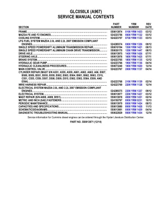 YALE A967 GLC050LX LIFT TRUCK Service Repair Manual