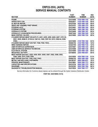 YALE A976 ERP22VL LIFT TRUCK Service Repair Manual