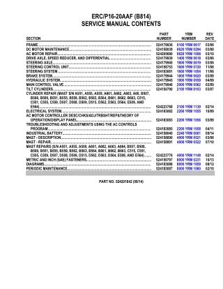 YALE B814 ERP16-20AAF LIFT TRUCK Service Repair Manual