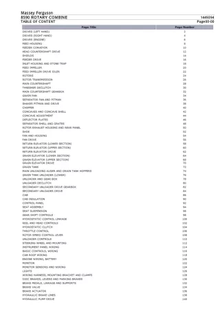 Massey Ferguson 8590 ROTARY COMBINE Parts Catalogue Manual Instant Download