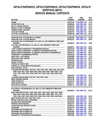 YALE B875 GDP040VX LIFT TRUCK Service Repair Manual