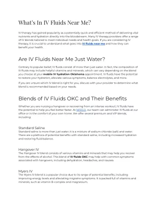 What’s In IV Fluids Near Me