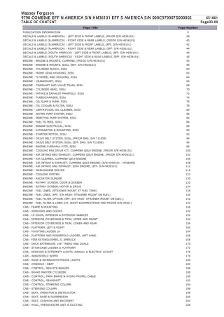 Massey Ferguson 9790 COMBINE EFF N AMERICA SN HM36101 EFF S AMERICA SN 000C979007S000002 Parts Catalogue Manual Instant