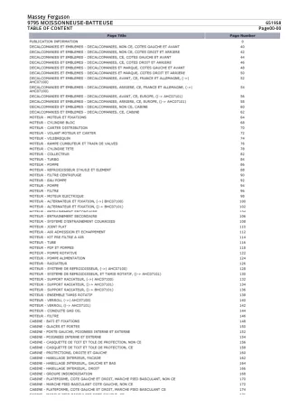 Massey Ferguson 9795 MOISSONNEUSE-BATTEUSE Parts Catalogue Manual Instant Download