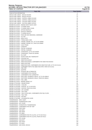 Massey Ferguson GC2300  GC2310 TRACTOR (EFF SN JNA25201) Parts Catalogue Manual Instant Download