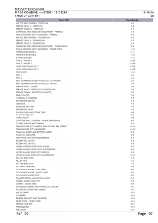 Massey Ferguson MF 38 COMBINE (- 47597) Parts Catalogue Manual Instant Download