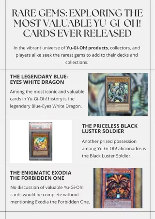 Rare Gems: Exploring the Most Valuable Yu-Gi-Oh! Cards Ever Released