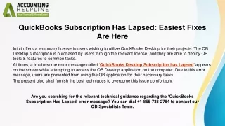 Easiest Fixes for QuickBooks Desktop Subscription has Lapsed Issue