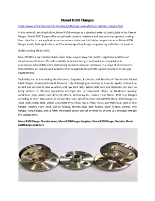 Monel K500 Flanges Exporters