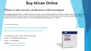 When to take anxiety medication with lorazepam