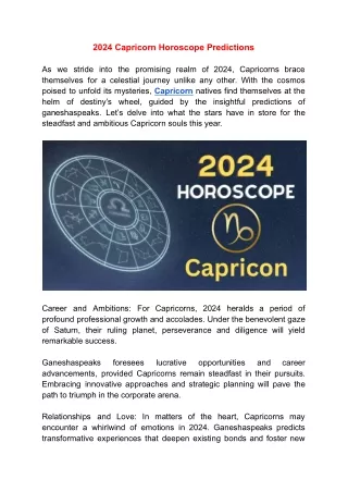 2024 Capricorn Horoscope Predictions