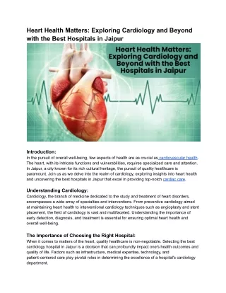 Heart Health Matters_ Exploring Cardiology and Beyond with the Best Hospitals in Jaipur