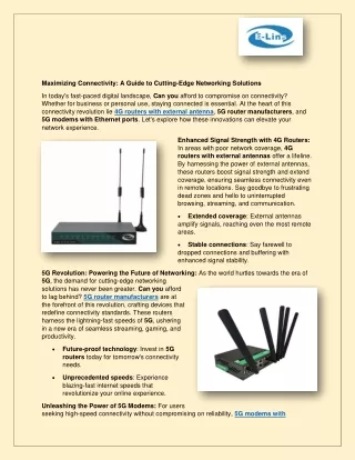 Maximizing Connectivity A Guide to Cutting Edge Networking Solutions