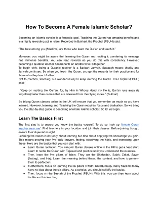 How To Become A Female Islamic Scholar