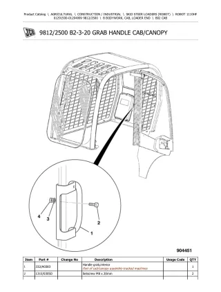 JCB 1110HF Robot Parts Catalogue Manual (Serial Number  01291500-01294999)