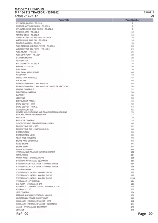 Massey Ferguson MF 164 T S TRACTOR Parts Catalogue Manual Instant Download