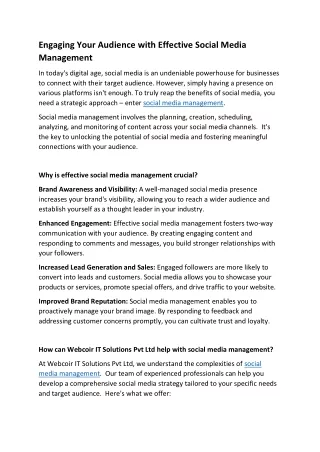 Engaging Your Audience with Effective Social Media Management