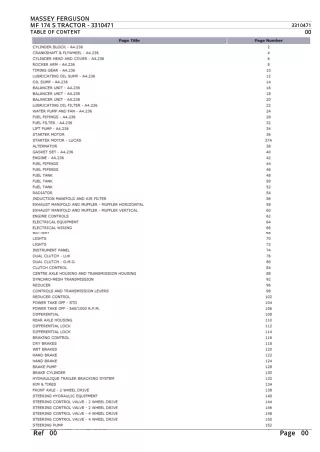 Massey Ferguson MF 174 S TRACTOR Parts Catalogue Manual Instant Download