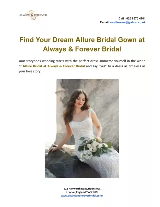 Find Your Dream Allure Bridal Gown at Always & Forever Bridal