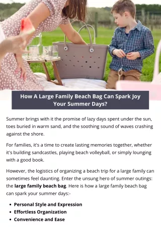 How A Large Family Beach Bag Can Spark Joy Your Summer Days?