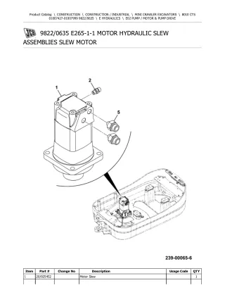 JCB 8010 CTS Mini Crawler Excavator Parts Catalogue Manual (Serial Number 01007427-01007999)