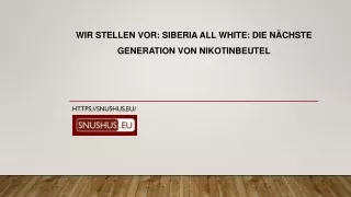 Wir stellen vor - Siberia All White Die nächste Generation von Nikotinbeutel