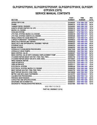 YALE C875 GTP30VX LIFT TRUCK Service Repair Manual