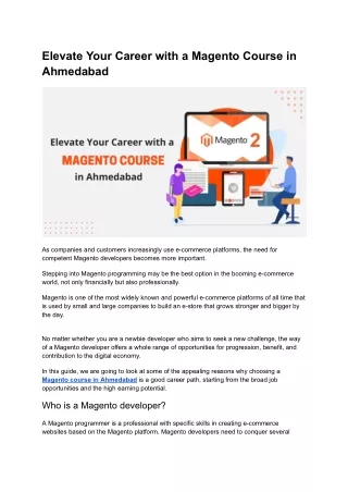 The Gateway to Success: Magento Course in Ahmedabad