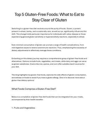 Top 5 Gluten-Free Foods What to Eat to Stay Clear of Gluten