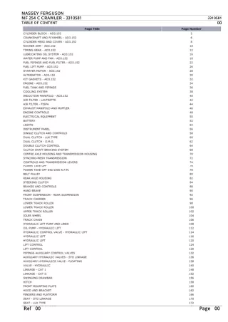 Massey Ferguson MF 254 C CRAWLER Parts Catalogue Manual Instant Download