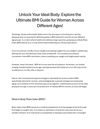 Unlock Your Ideal Body Explore the Ultimate BMI Guide for Wo