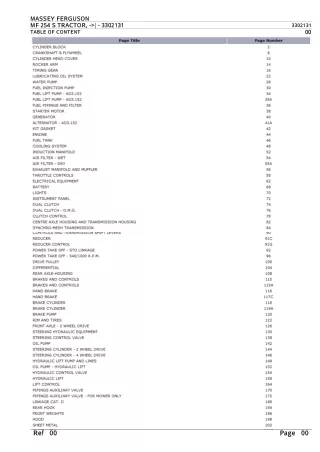 Massey Ferguson MF 254 S TRACTOR Parts Catalogue Manual Instant Download