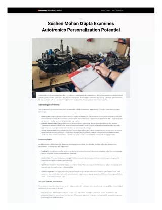 Sushen Mohan Gupta Examines Autotronics Personalization Potential