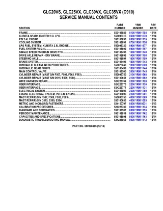 YALE C910 GLC30VX LIFT TRUCK Service Repair Manual