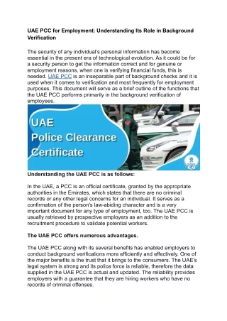 UAE PCC for Employment- Understanding Its Role in Background Verification.docx