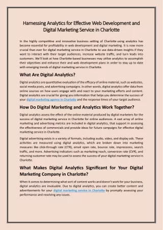 Harnessing Analytics for Effective Web Development and Digital Marketing Service in Charlotte