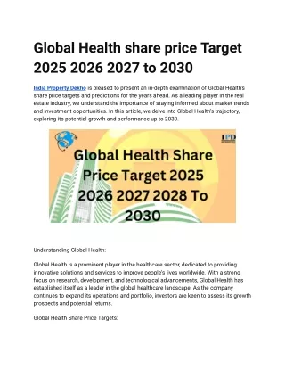 Global Health share price Target 2025 2026 2027 to 2030