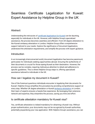 Seamless Certificate Legalization for Kuwait_ Expert Assistance by Helpline Group in the UK