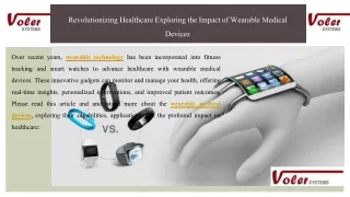 Revolutionizing Healthcare: Exploring the Impact of Wearable Medical Devices