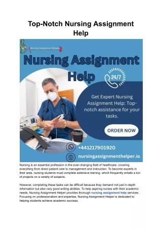 Top-Notch Nursing Assignment Help