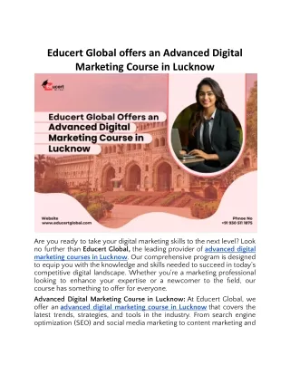 Educert Global offers an Advanced Digital Marketing Course in Lucknow