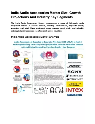 India Audio Accessories Market Size, Growth Projections And Industry Key Segment