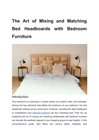 The Art of Mixing and Matching Bed Headboards with Bedroom Furniture