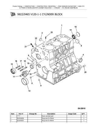 JCB 8026 CTS Mini Crawler Excavator Parts Catalogue Manual (Serial Number 01779000-01780499)